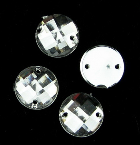 Акрилни камъчета за пришиване 10 мм кръг цвят бял първо качество - 50 броя