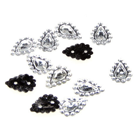 Sew On Acrylic Rhinestone, Knitting, Clothes, Decoration 8x12 mm drop white -50 pieces