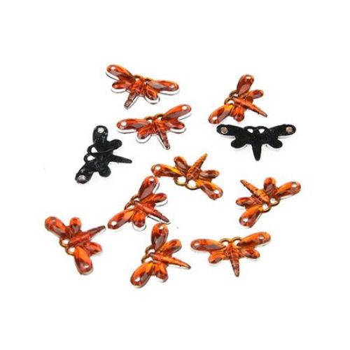 Acrylic Sewing Stones - Seahorse / 10x15 mm / Orange - 50 pieces