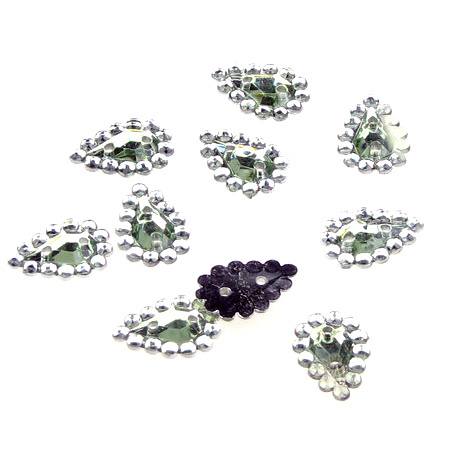 Acrylic stone for sewing 8x12 mm green drop - 50 pieces