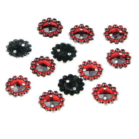 Акрилни камъчета за пришиване 10 мм кръг цвят червен -50 броя