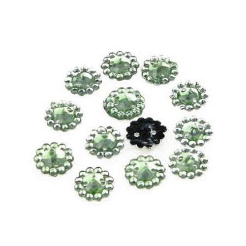 Акрилни камъчета за пришиване 10 мм кръг цвят зелен -50 броя