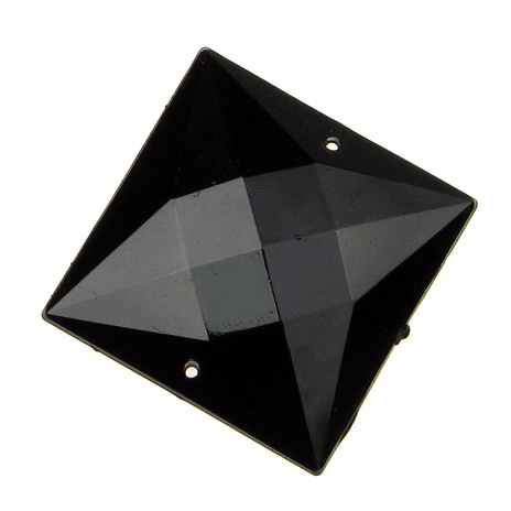 Piatră acrilică pentru cusut 30 mm negru pătrat de calitate suplimentară