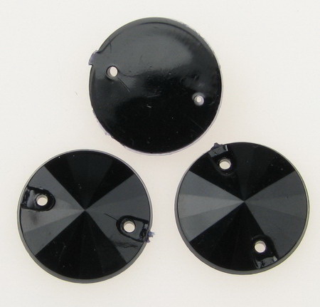 Акрилни камъчета за пришиване 18 мм кръг цвят черен екстра качество - 25 броя
