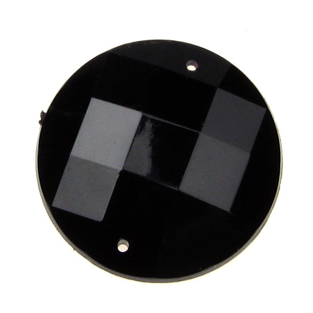 Piatră acrilică pentru cusut 30 mm rotunda negru de calitate suplimentară