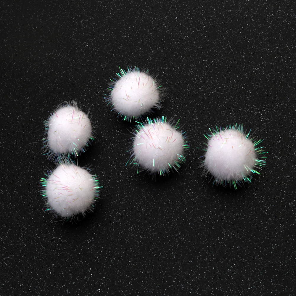 Pomponi  cu lama 15 mm alb -50 bucăți