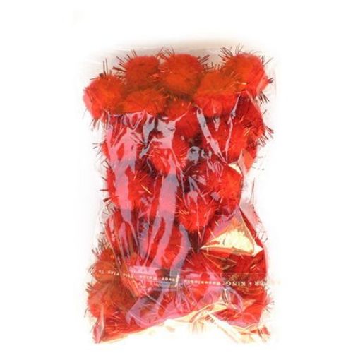 Pomponi  cu lama 15 mm roșu -50 bucăți