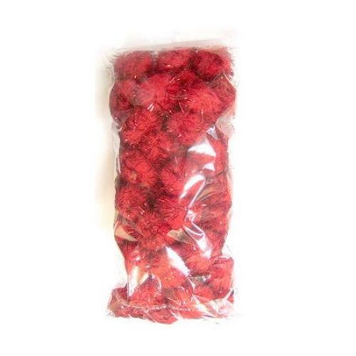 Red Glitter Pom Poms for DIY Martenitsi, Christmas Decoration, etc. /25 mm - 50 pieces
