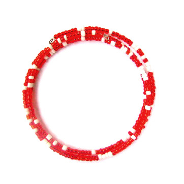 Βραχιόλι 3 σειρές από λευκές και κόκκινές χάντρες σύρμα -12 τεμάχια