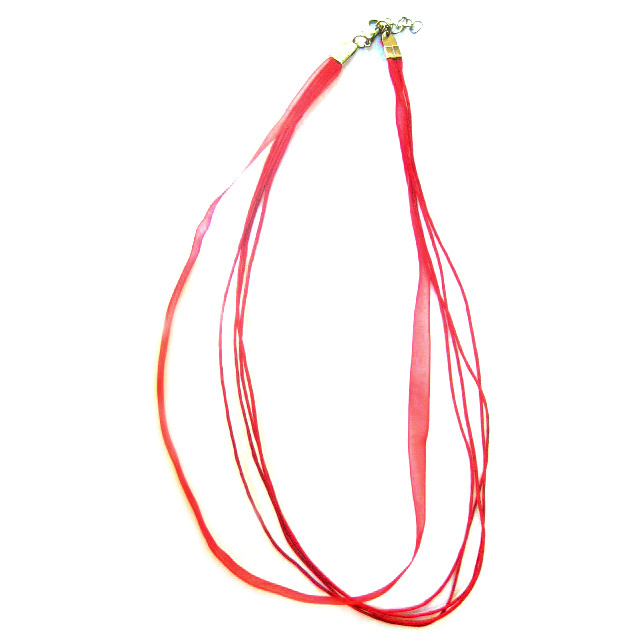 Necklace ribbon Organza  4 rows red