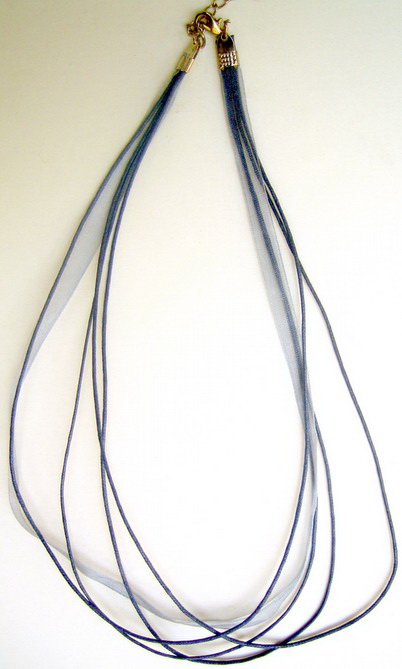 Necklace ribbon Organza 4 rows gray
