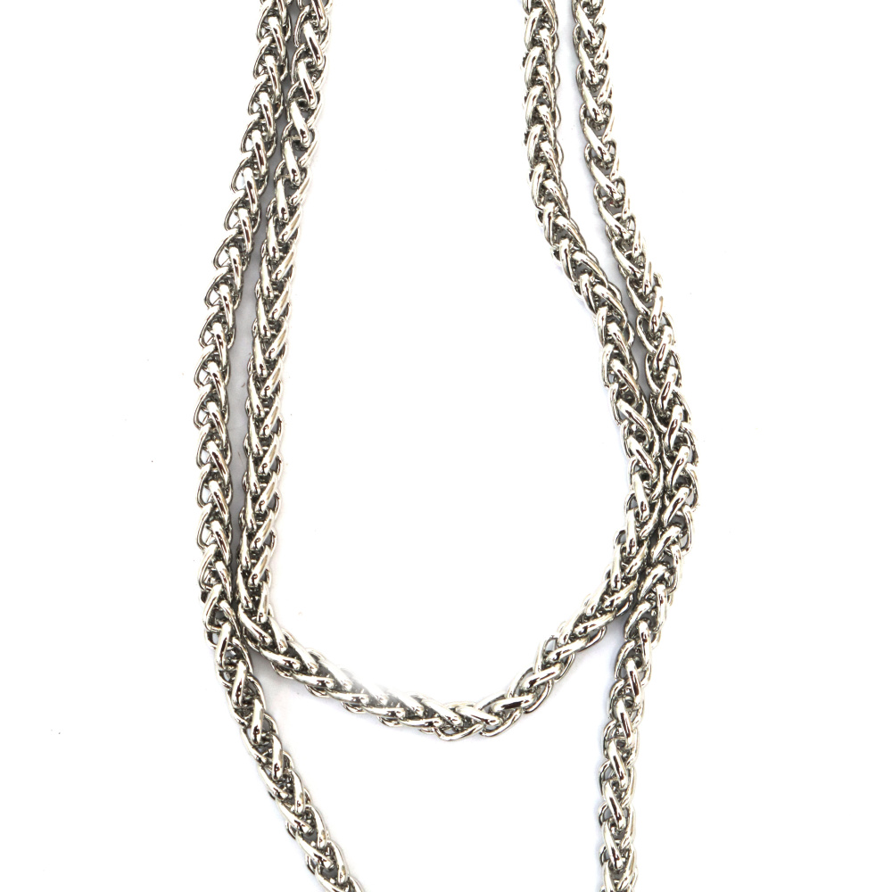 Metal Chain with Round Rings 7x5x1.5 mm / Silver Color - 1 meter