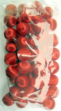 Round Silk Thread Wrapped Beads / Red / 15 mm - 12 pieces