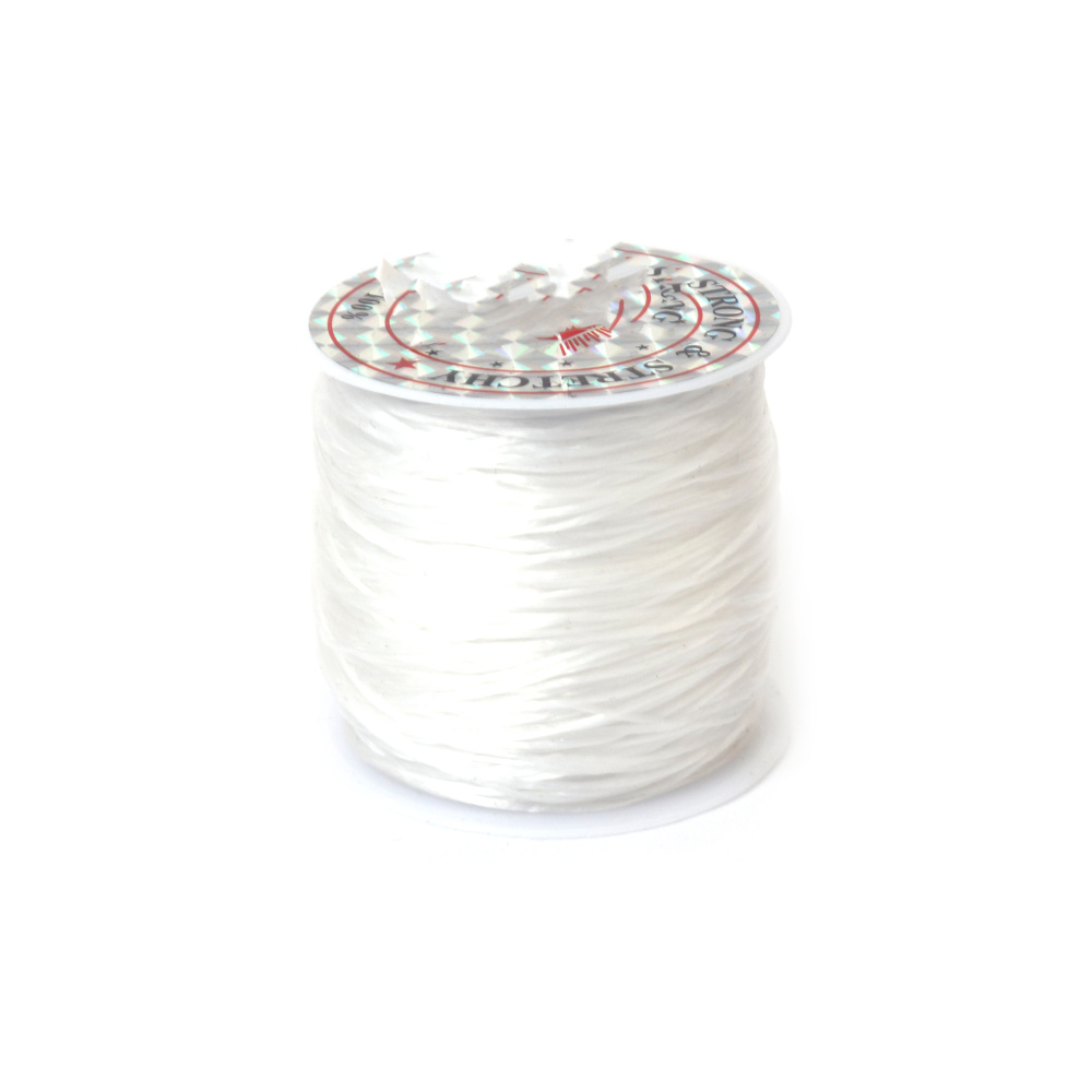 Silicone Elastic Cord, White Color, ~32 meters