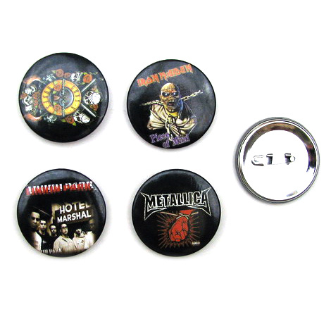 Set of Badges with Metal Bands / 45 mm - 5 pieces