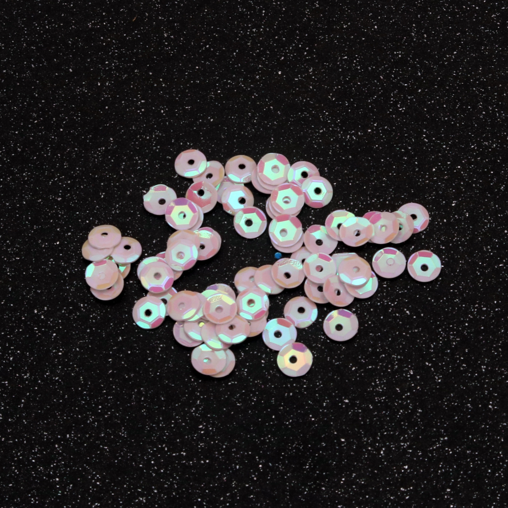 Round Cup Sequins / 5 mm / White Rainbow - 20 grams 