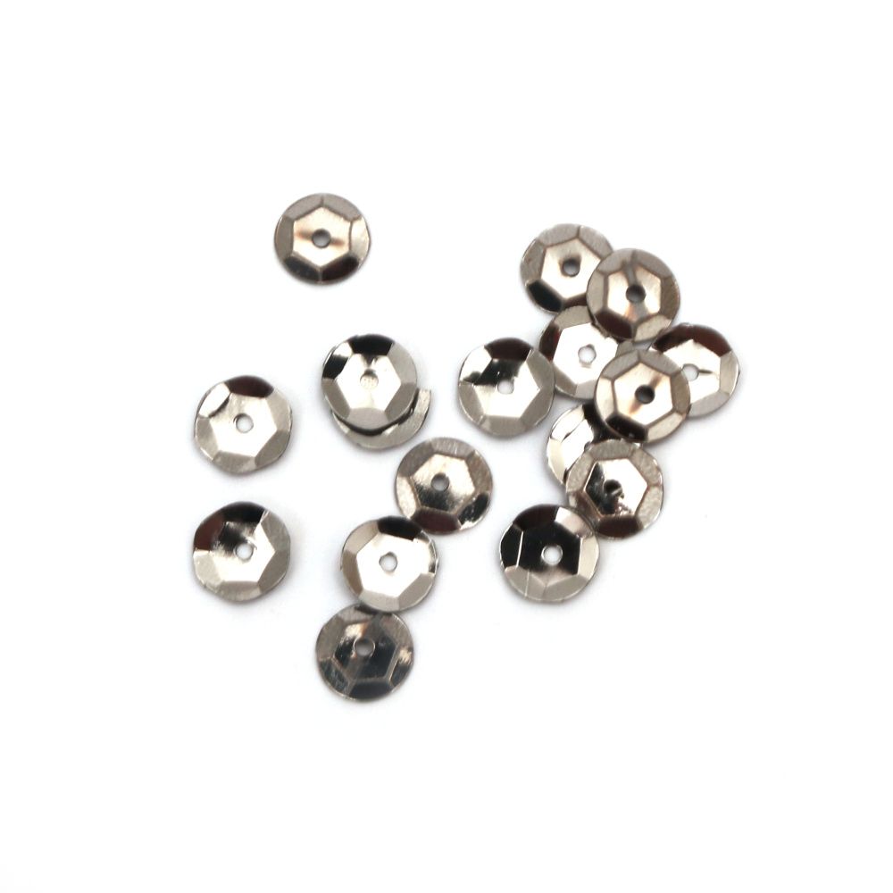 Round Cup Sequins / 8 mm / Graphite Color - 20 grams 