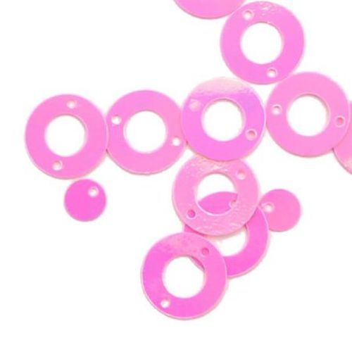 Sequined circle 12x6 mm light pink rainbow -20 grams