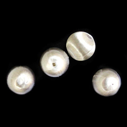 White Silk Thread Wrapped Beads - 12 pieces