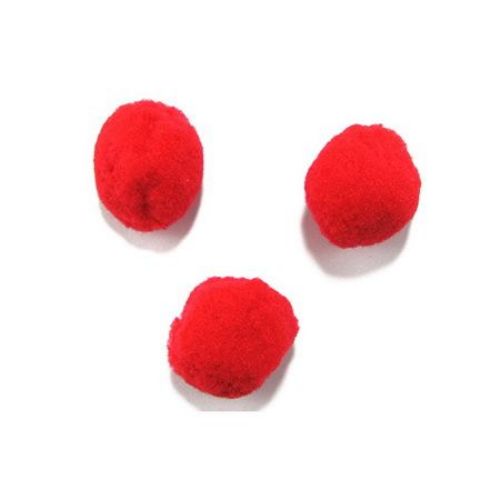 Red Pompoms / 35 mm - 10 pieces