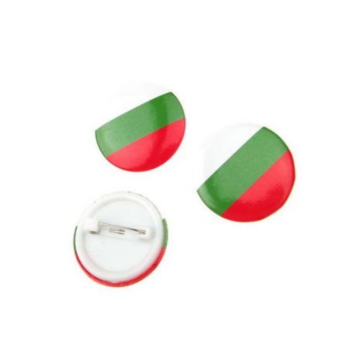 Badge - white, green and red 30 mm