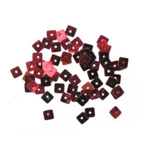 Παγιέτες τετράγωνες 6 mm κόκκινο -20 γραμμάρια
