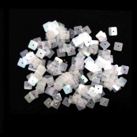 Sequins square 8 mm white rainbow -20 grams
