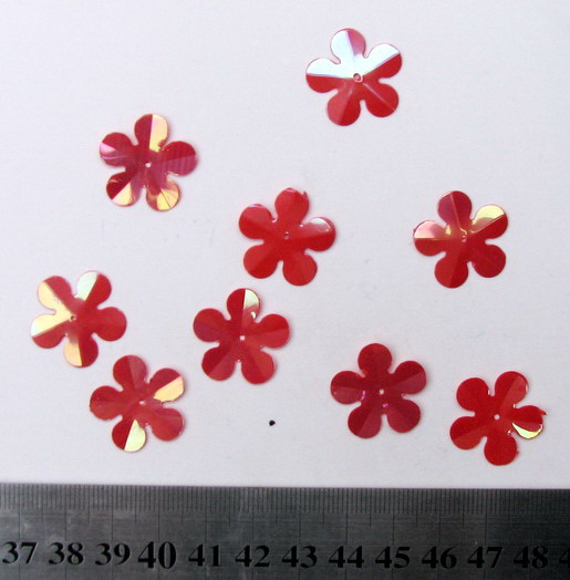 Sequins flower 21 mm red arc -20 grams