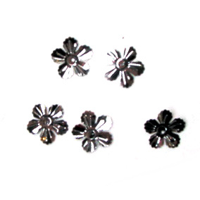 Sequins flower 20 mm relief silver - 20 grams