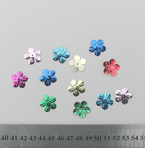 Sequins flower 20 mm relief colored -20 grams