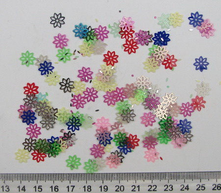 Sequins flower 10 mm with colored holes -20 grams