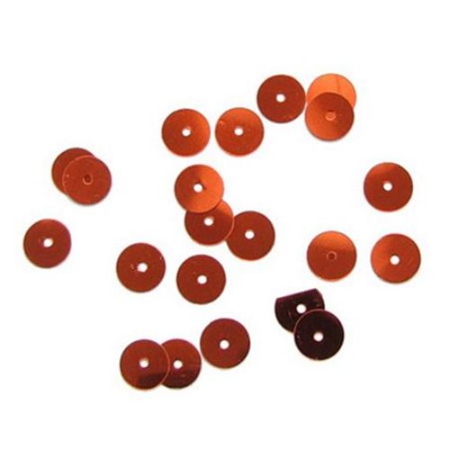 Round Flat Sequins for Sewing, Craft Projects, Decoration / 8 mm / Orange - 20 grams