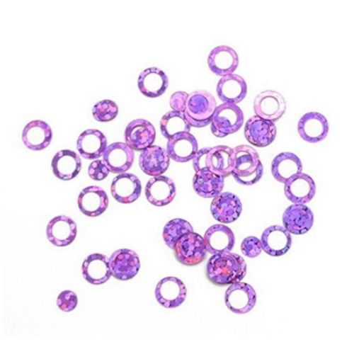 Sequins circle with a circle 6 mm pink rainbow -20 grams