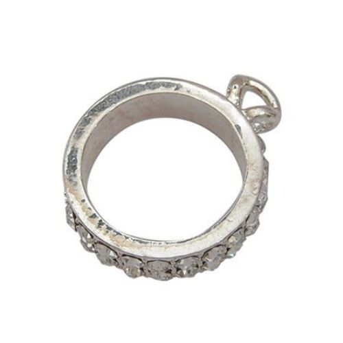 Metal circle pendant 23x29x6.5 mm metal with crystals