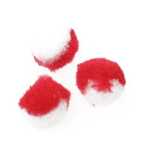Two-color (Red and White) Pompoms / 17 mm - 50 pieces