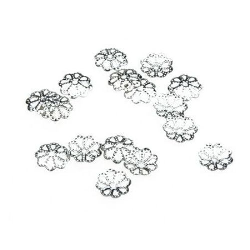 Flower-shaped Bead Cap / 7x1 mm / Silver - 100 pieces