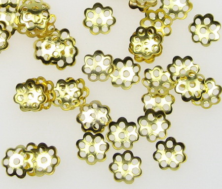 Metal Flower Bead Cap / 6x1 mm /  Gold - 100 pieces