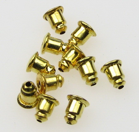 Earring Backs For Studs / 5x5 mm, Hole: 1 mm / Gold Color - 50 pieces