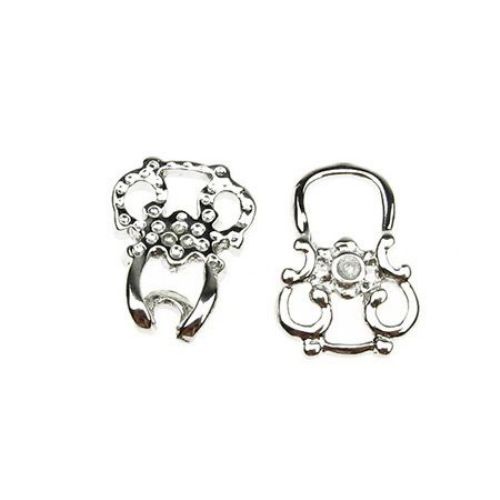 Two Parts Retro Clasp FIRST QUALITY / 13.5x34 mm / Silver
