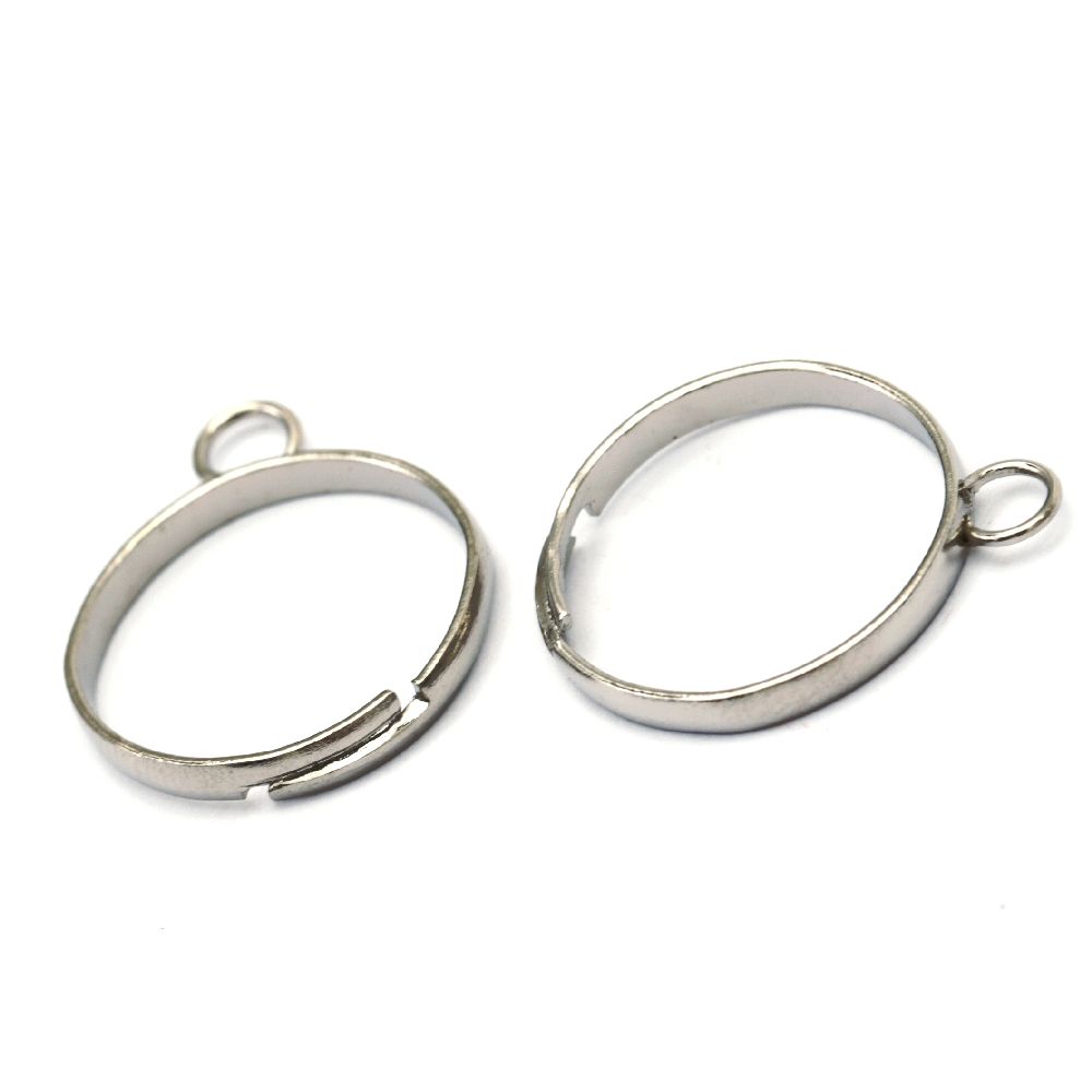 DIY Adjustable Metal Ring Blanks  20mm Silver 10pcs