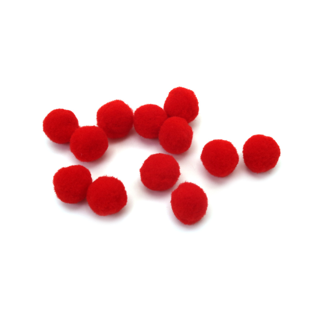 Pompoane roșii – 15 mm, 50 bucăți, perfecte pentru craft, decorațiuni festive și proiecte DIY și handmade