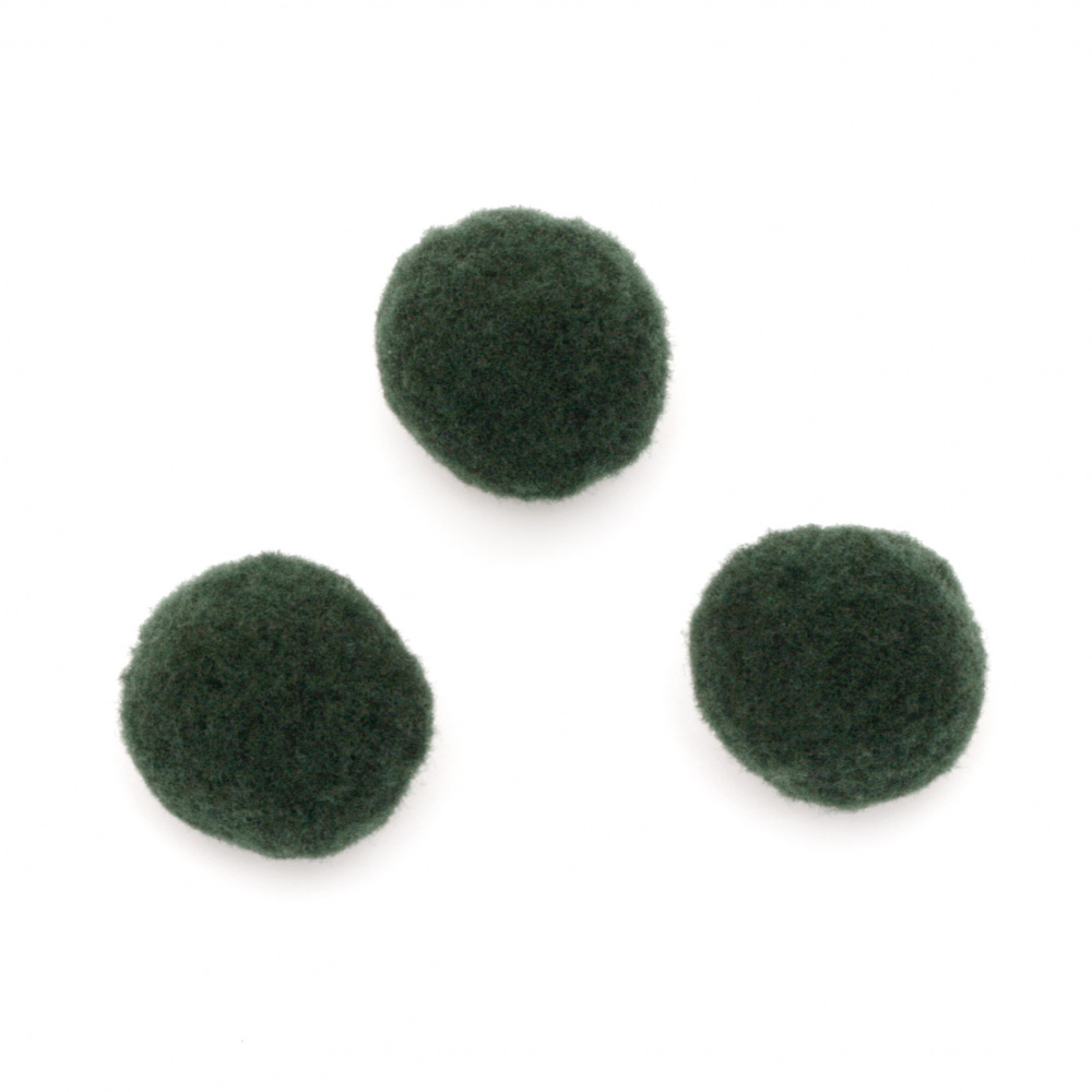 Pompoms 25 mm green dark -20 pieces