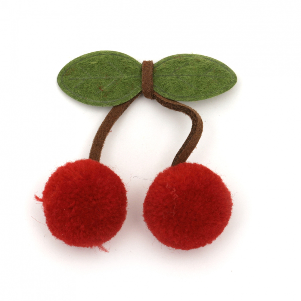 Cherry with pompoms, 60x45 mm - 5 pieces