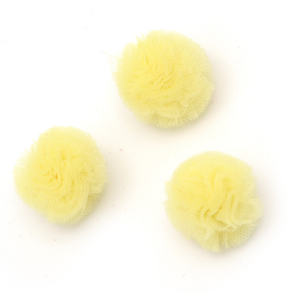 Tulle pompoms 20 mm yellow -10 pieces