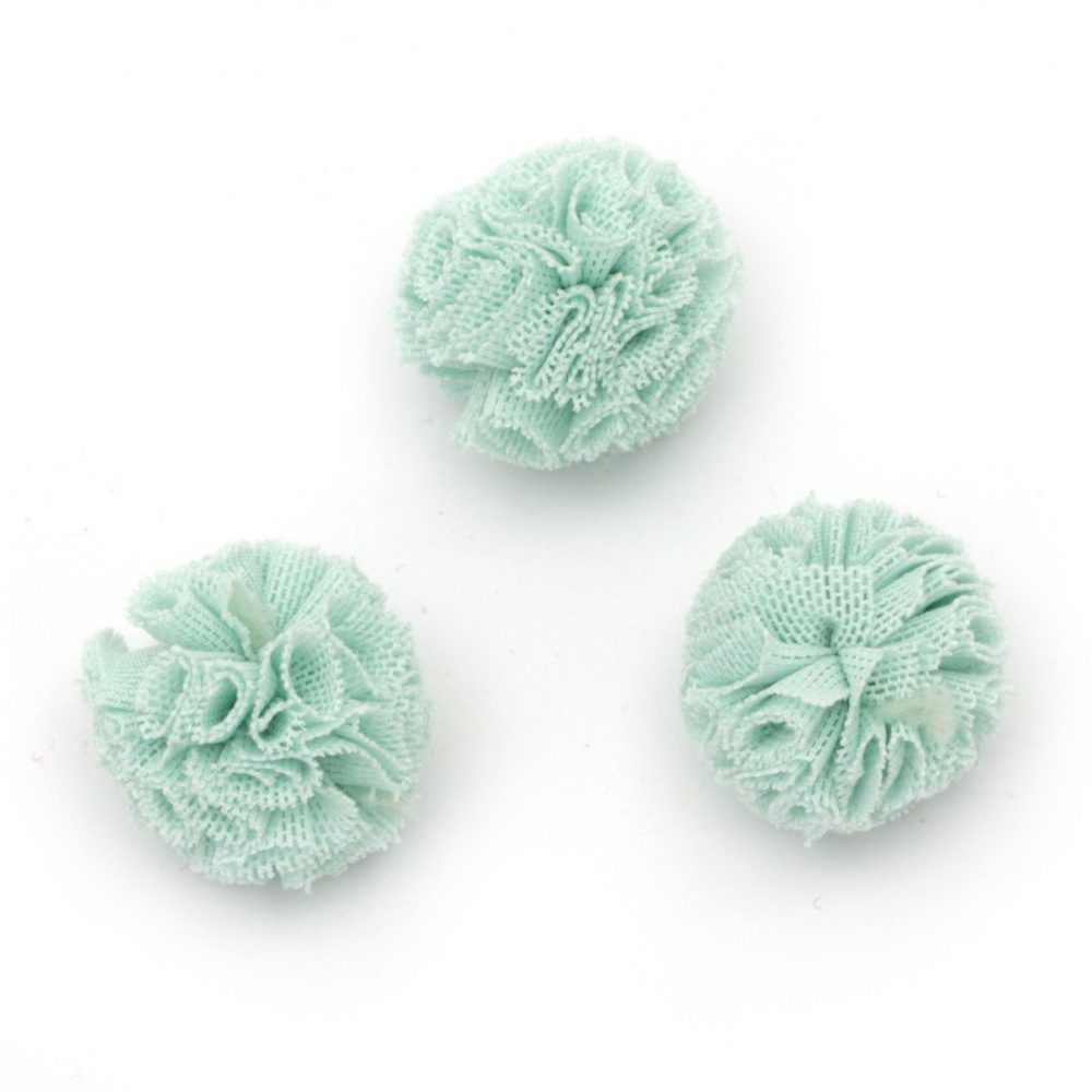 Tulle pompoms elastic 20 mm color light turquoise -10 pieces