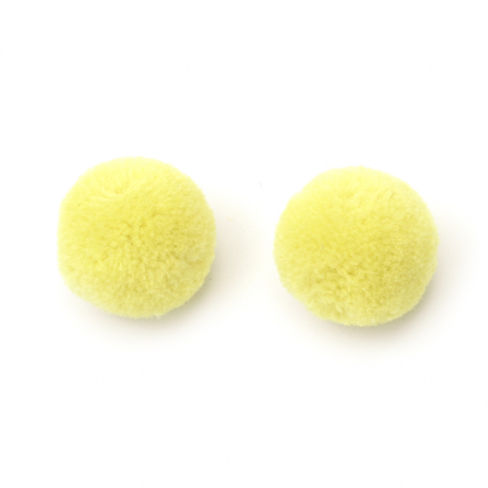 Pompoms 25 mm yellow lemon handmade - 10 pieces