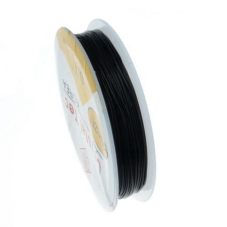 Stretchy Beading Elastic Wire Roll, 0.7 mm transparent black ~ 13 meters