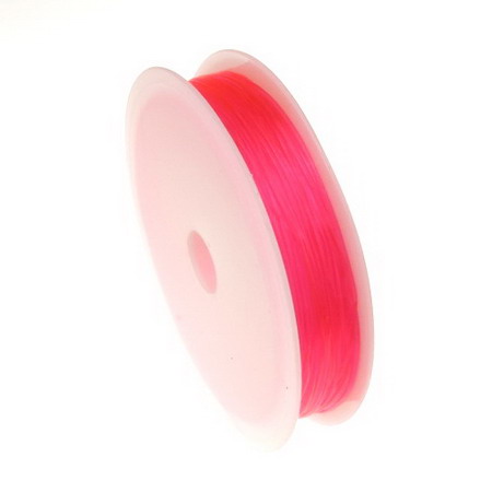 Stretchy Beading Elastic Wire Roll, 0.8 mm transparent pink ~ 10 meters