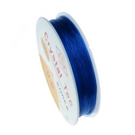 Stretchy Beading Elastic Wire Roll, 0.6 mm blue ~ 13 m dark