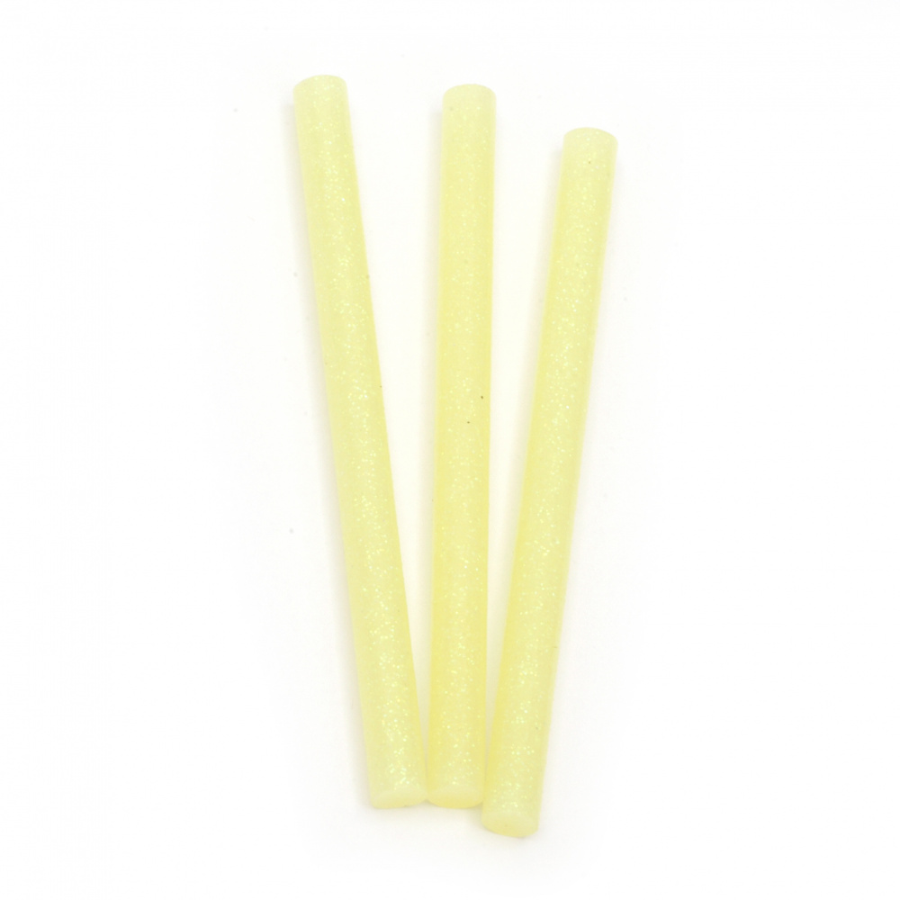 Silicone Hot Melt Glue Stick 7x100 mm with yellow brocade -5 pieces